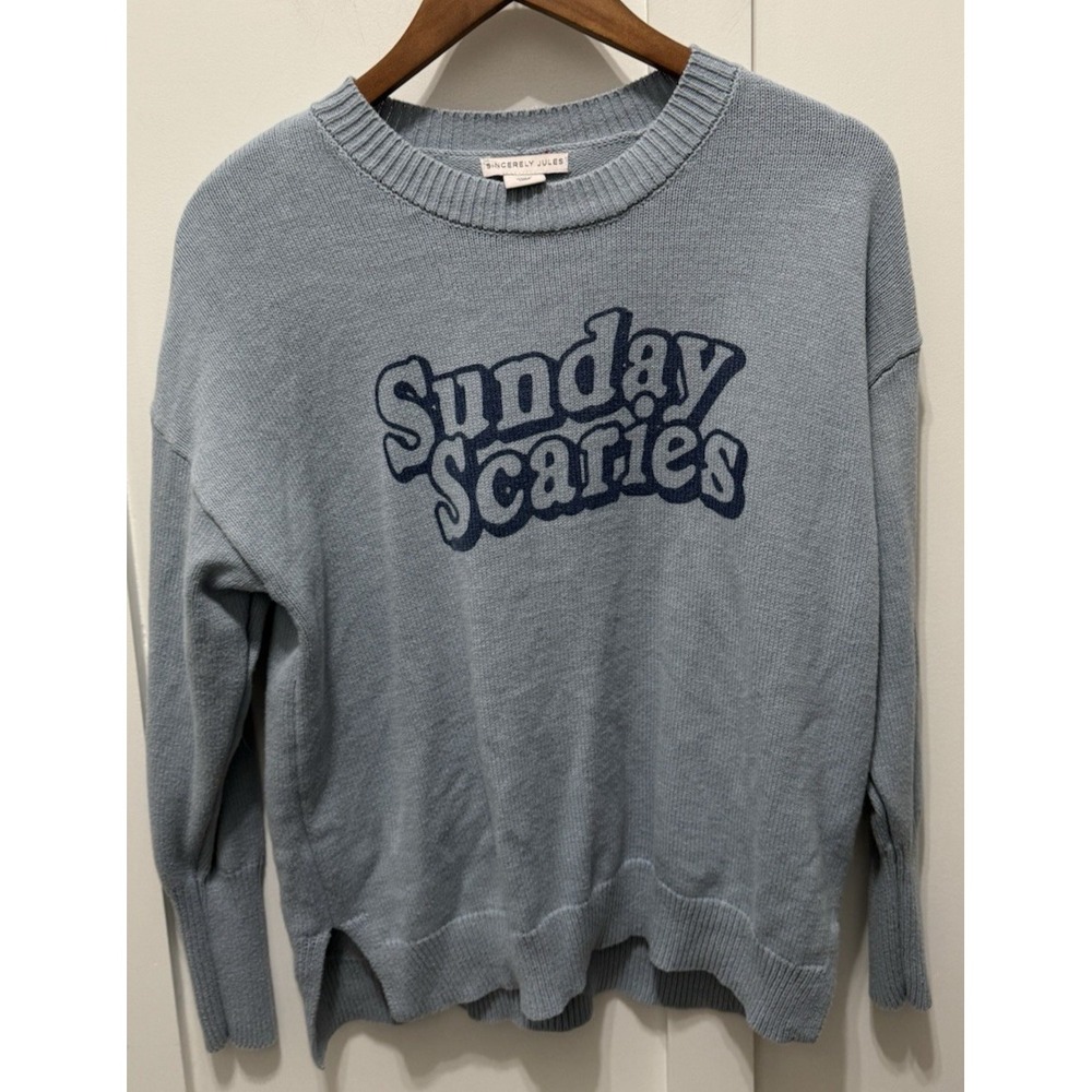 Sincerely Jules Blue Sweater Women's Medium Cotton Blend‎ Sunday Scaries ST888V2